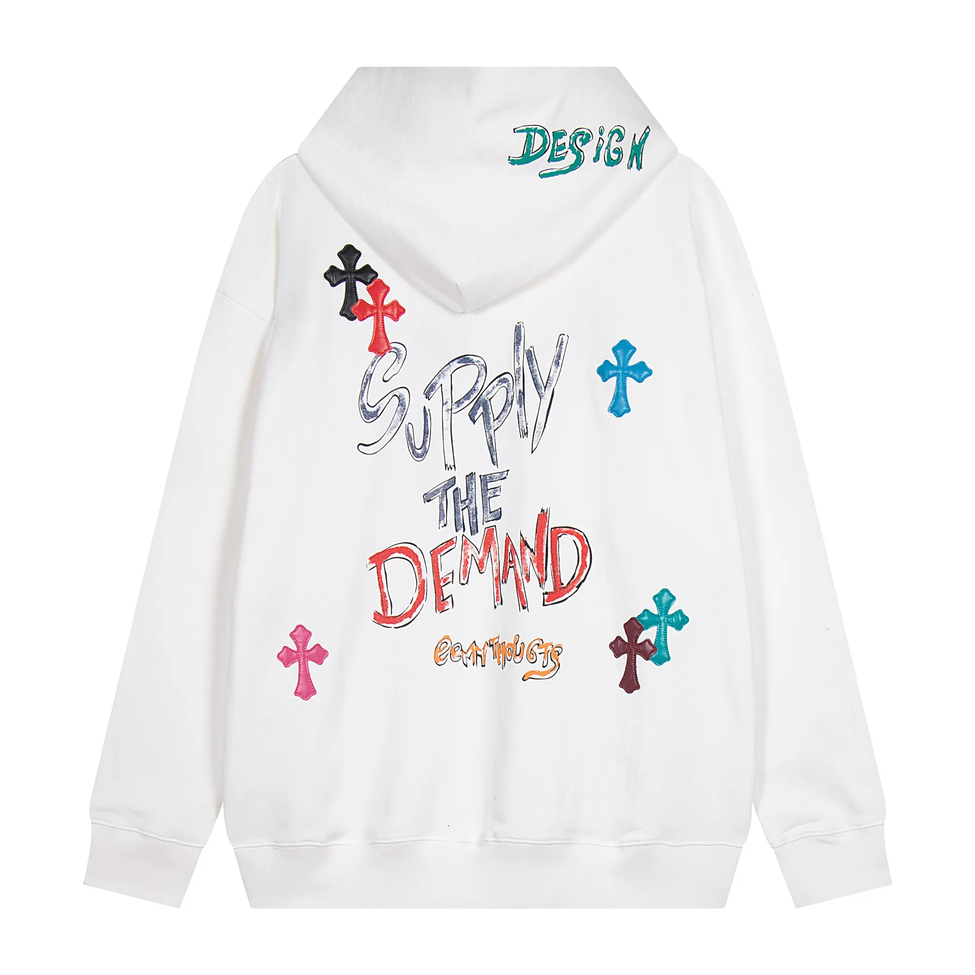 P310 Chrome Hearts Chrome Hearts Dopamine Leather Label Cross Sweatshirt Size: SMLXL Color: White